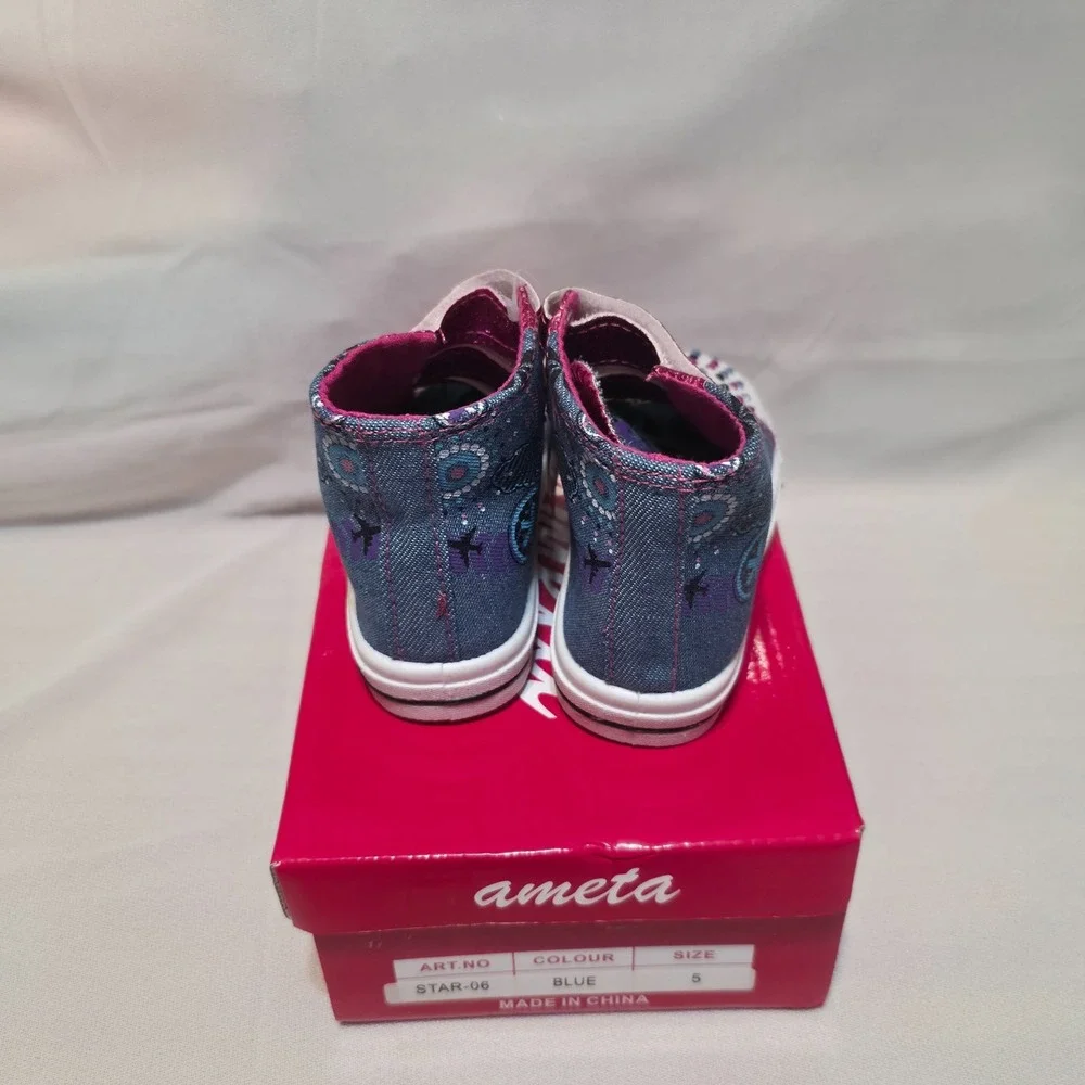 Ameta Toddler Girls High Top Hook & Loop Rhinestone Shoes Size 5 NWT‎